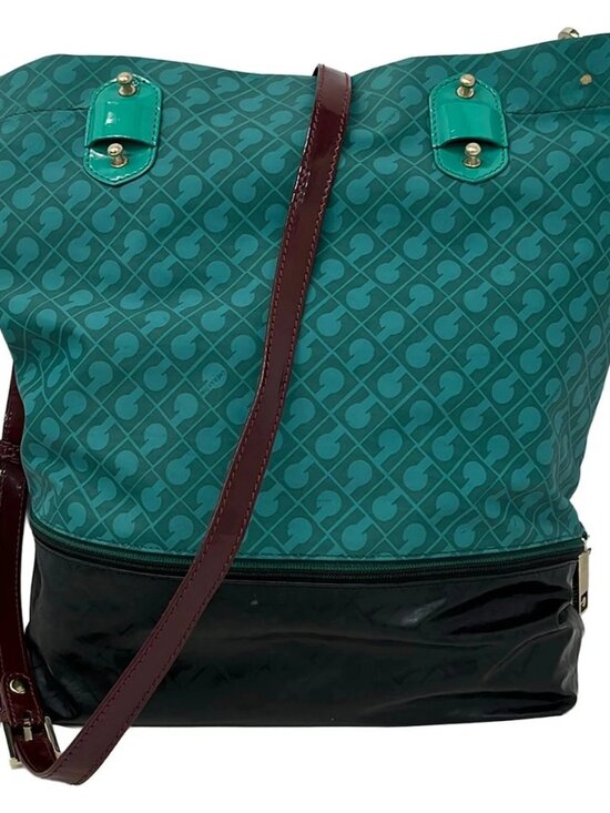 GHERARDINI Handbags - GHERARDINI Green Black PVC Patent Leather Shoulder Bag